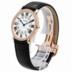 Cartier Ronde Louis 36MM WR000651 Diamond Bezel Watch